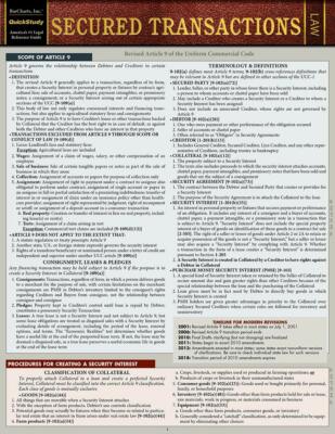 Barcharts QuickStudy Secured Transactions Law Reference Study Guide