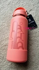 NWT 32oz Wide Mouth Hydro Flask HAWAII Exclusive Coral Pink Rainbows w/ Boot