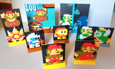 Super Mario Bros.S Set Puzzle Tomy tec Dots Pixel 8 Bit Nintendo Japan Dig Dug