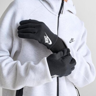 NIKE CLUB FLEECE GLOVES BLACK WHITE SIZE SIZE LARGE