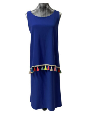 Newbury Kustom Boutique Royal Blue Sleeveless Tassel Party Festive Dress  Medium | eBay