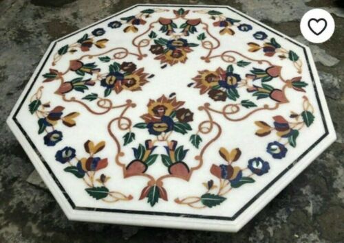 3´ White Marble Center Corner Table Top Pietra Dura Inlay Art malachite Decor