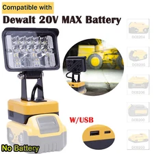 LED Work Light For Dewalt 18V 20V Max Li-Ion Battery w/ USB Fast Charge Cordless