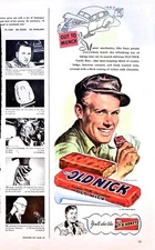 Original 1940s Old Nick Candy Ad: Out to munch, mechanics, Bit-o-Honey