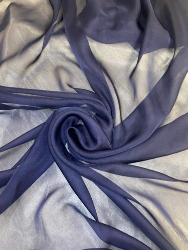 1 METER NAVY BLUE SOFT CATIONIC CHIFFON 100% POLYESTER FABRIC 58” WIDE - Picture 2 of 6