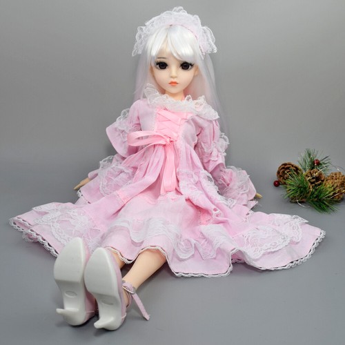 1/3 BJD Doll Toy 24 inch Girl Doll with Removable White Hair Wig Princess Dress - Picture 12 of 14