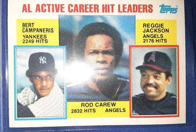 1984 Topps ROD CAREW REGGIE JACKSON BERT CAMPANERIS Career Hit Leaders HOF #711