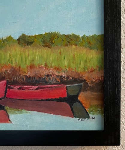 Original Painting Costa Rica Boats By Karen Zumbrun Framed 9 x 12" Oil Painting - Picture 2 of 5