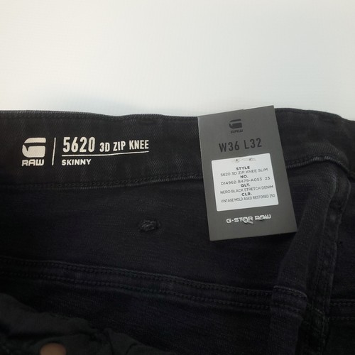 G-Star Raw 5620 3D Zip Knee Slim Herren 36x32 Stretch Distress Schwarz Skinny Jeans - Bild 14 von 21