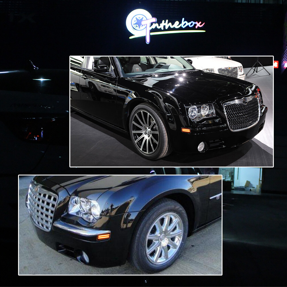 GTINTHEBOX Smoked Lens Front Bumper Side Marker Lights For 2005-2010 Chrysler 300/300C