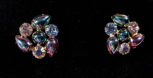 Vintage 50er Jahre Aurora Borealis Jelly Bean Clip Ohrringe - Bild 4 von 16
