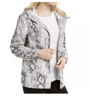 snake print raincoat