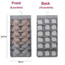 Dual-sided Bra Hanging Storage Bags Socks Underwear Organizer Hanger Rack Clear