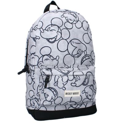 Kinder Schul-Rucksack grau | Micki Maus | Mickey Mouse | 43 x 33 x 15 cm
