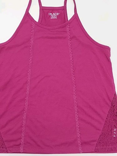 Childrens Place Pink Lace Tank Racer Back Top Girls XL/14 Sleeveless Swing Tee - Picture 21 of 21