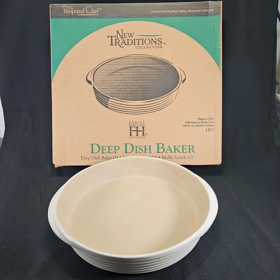 Pampered Chef Deep Dish Baker 11.25" New Traditions 1317 Pie Baking Casserole