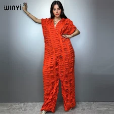 Summer Original Openwork Loose Denim Jumpsuit Fashion Cover Up