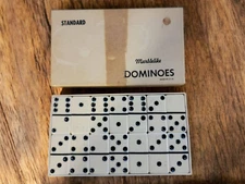 Vintage Set Of Puremco No. 616 Standard Marblelike Dominoes Made In USA Ivory