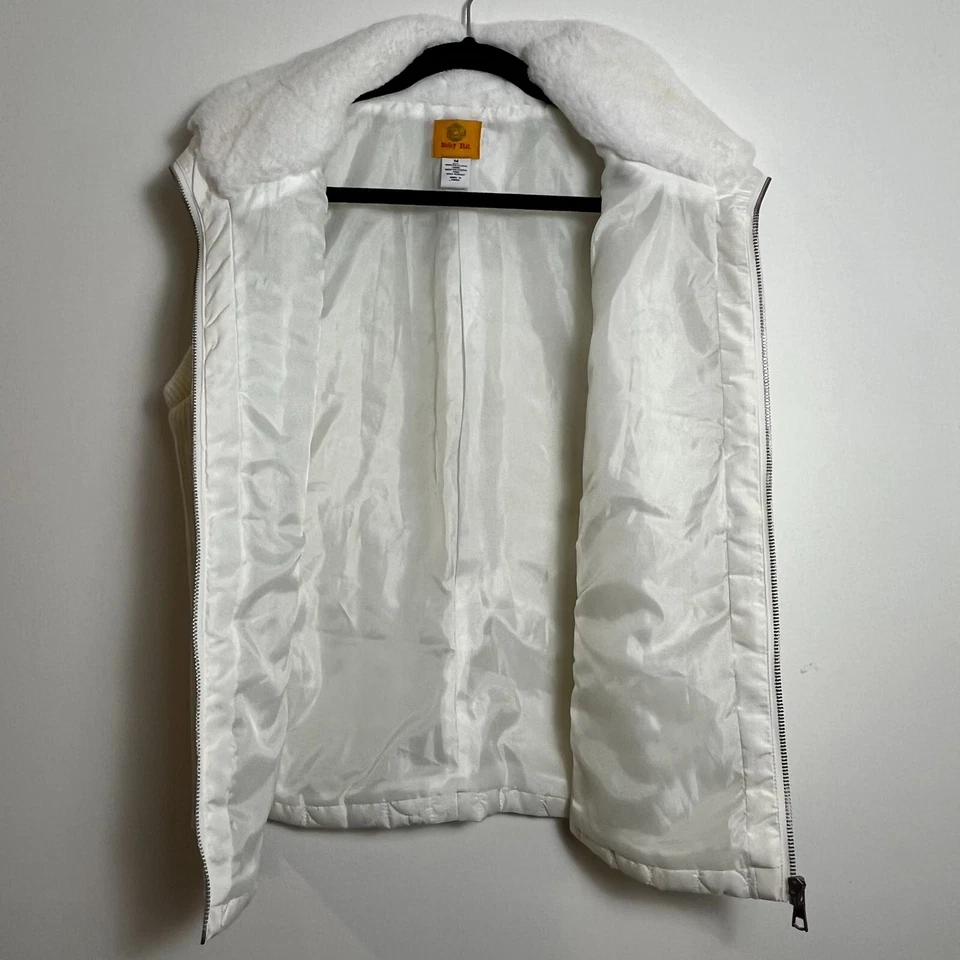 Ruby Rd Womens M Cream Full Zip Quilted Puffer Vest w/Faux Fur Collar Sleeveless - Image 2 of 4