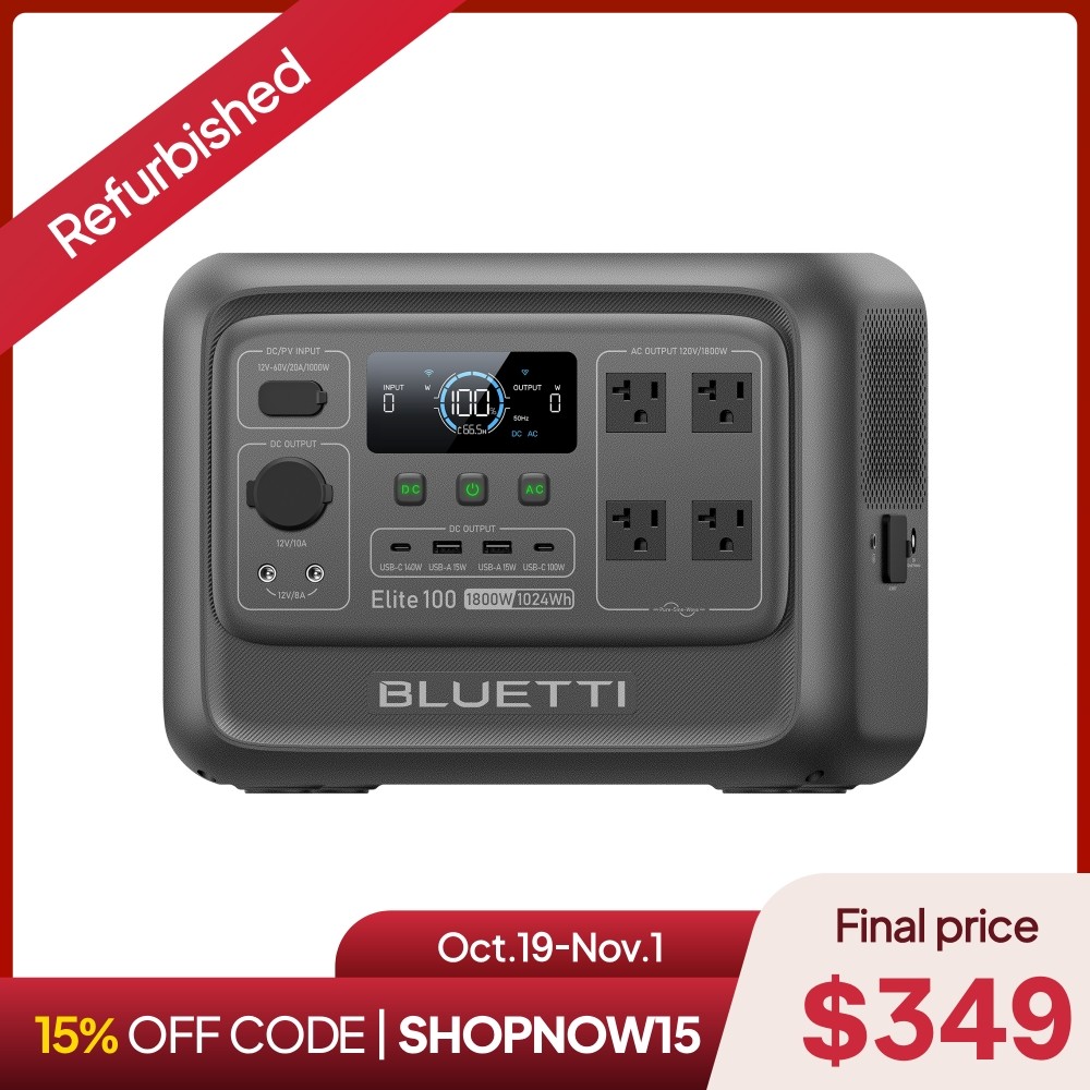 BLUETTI Elite 100 V2 1024Wh Portable Power Station LFP Battery for Outdoors
