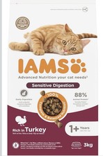 Iams Sensitive Digestion Adult Dry Cat Food Turkey 3KG 5.83 per kilo