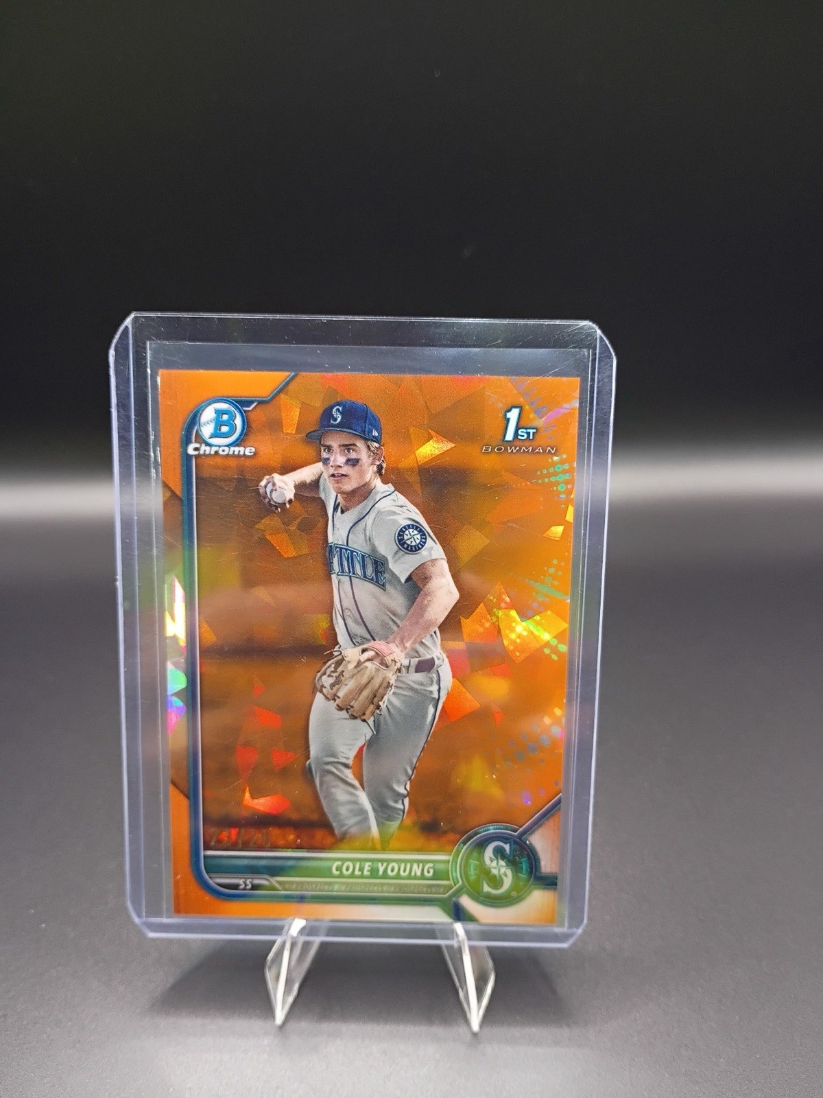 Cole Young 2022 Bowman Draft Chrome Sapphire Orange/25 Seattle Mariners