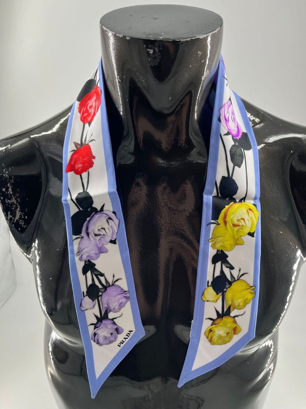 Authentic PRADA Skinny Silk Scarf New Never Used Made in Italy thumbnail 13