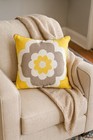 Jonathan Adler Happy Chic Yellow Throw Flower Pillow  18x18" Retro Mod Zip EUC