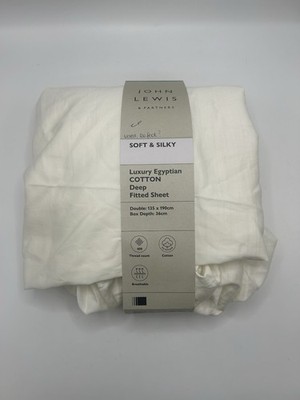John Lewis weiche & seidige ägyptische Baumwolle 400 Fäden Spannbetttuch Double Creme