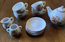 Vintage Miniature Tea Set Bunny Rabbit Spring Easter Cottagecore 12p