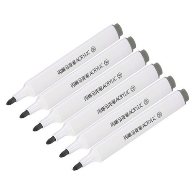 Acrylic Paint Marker Pens, 6Pcs Acrylic Paint Pens Art Marker Pen, Dark Gray