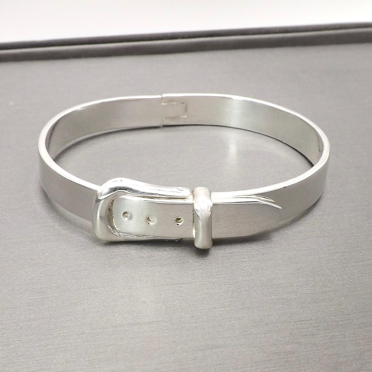 Solid Sterling Silver Belt Buckle Hinged Bangle B… - image 1