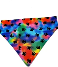 Tye Dye Paw Prints over the Collar Dog Bandana That Slips onto Their Existing Co