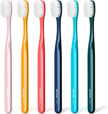 Extra Soft Manual Toothbrush Pack, 6 Count, Deep Cleaning Flossing Toothbrushes