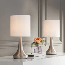 Zofia Modern Accent Table Lamps 13" High Set of 2 Nickel Touch On Off Bedroom