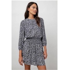 Rails Inez Black Batik Cheetah Print Smocked Dress Size M