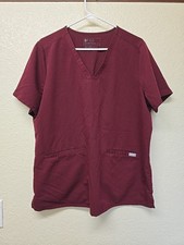 Figs Women's Technical Collection Three-Pocket Scrub CASMA Sz XL Burgundy EUC