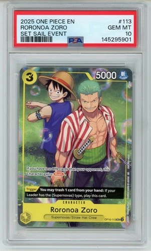 2025 One Piece Set Sail Event Promo Roronoa Zoro OP10-113 PSA 10