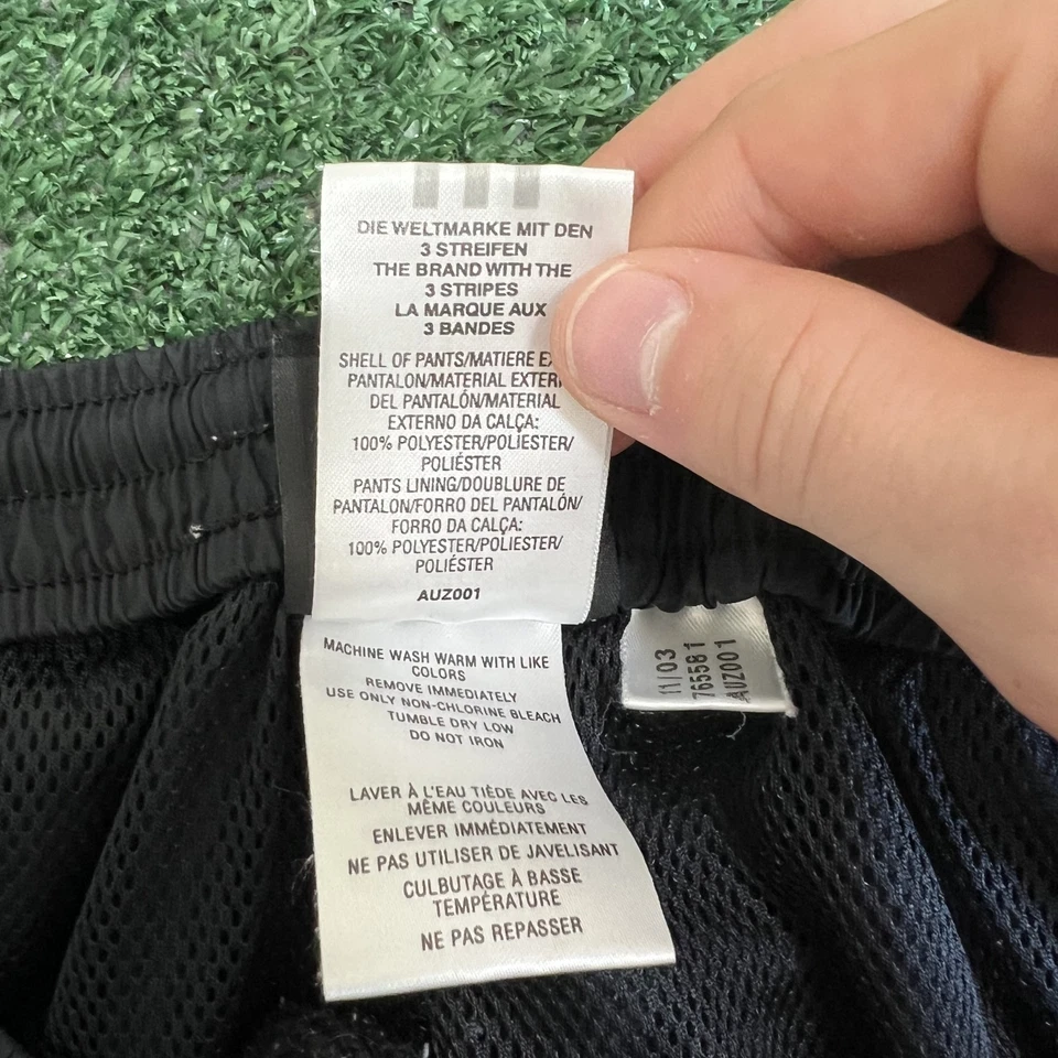 Pantalones deportivos Adidas vintage para hombre XL negros a rayas holgados rectos Softshell Y2K Foto 3 de 4