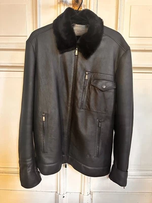 Porsche Design m shearling bomber jacket Leder Jacke black Lammnappa Gr. 52 - Bild 1 von 4