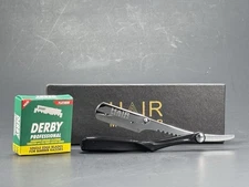 Professional Barber Hair Shaving Razor Straight Edge Folding Knife +100 Blades B