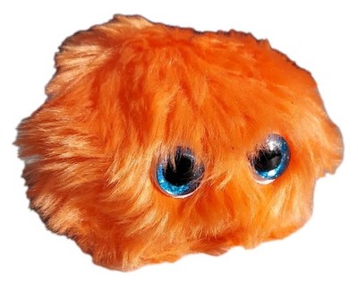 small round orange plush furry animal toy