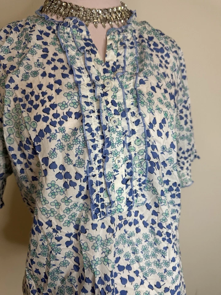 Blusa para mujer Talbots nueva con etiquetas 100 % algodón estampado floral azul y verde talla PXL Foto 4 de 4