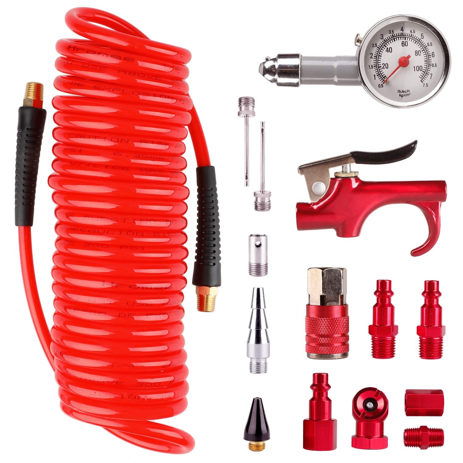 Accessory Kit With 1/4 Inch Recoil Poly Air Hose, Bl...