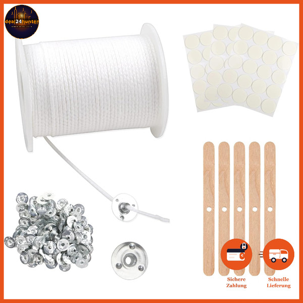 Kerzendocht Set 100 StüCk Rauchfrei Geruchlos FüR Diy Kerzen Basteln-image