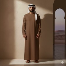 Islamic Robe Muslim Men Cloak Thobe Overcoat Traditional Arab Wear wool stuff