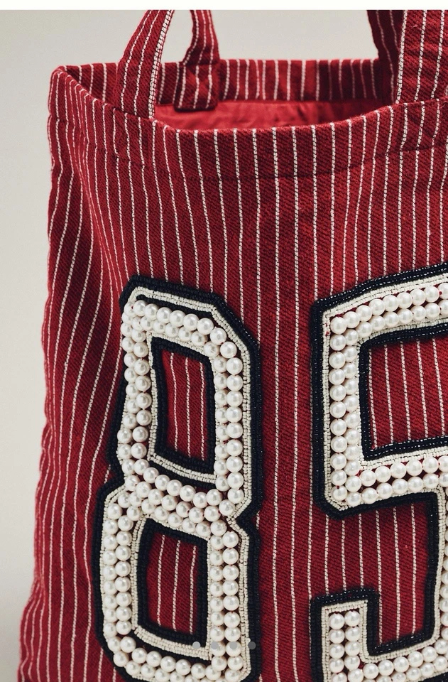 Bolso de Mano Anthropologie de Lona con Cuentas Foto 3 de 4