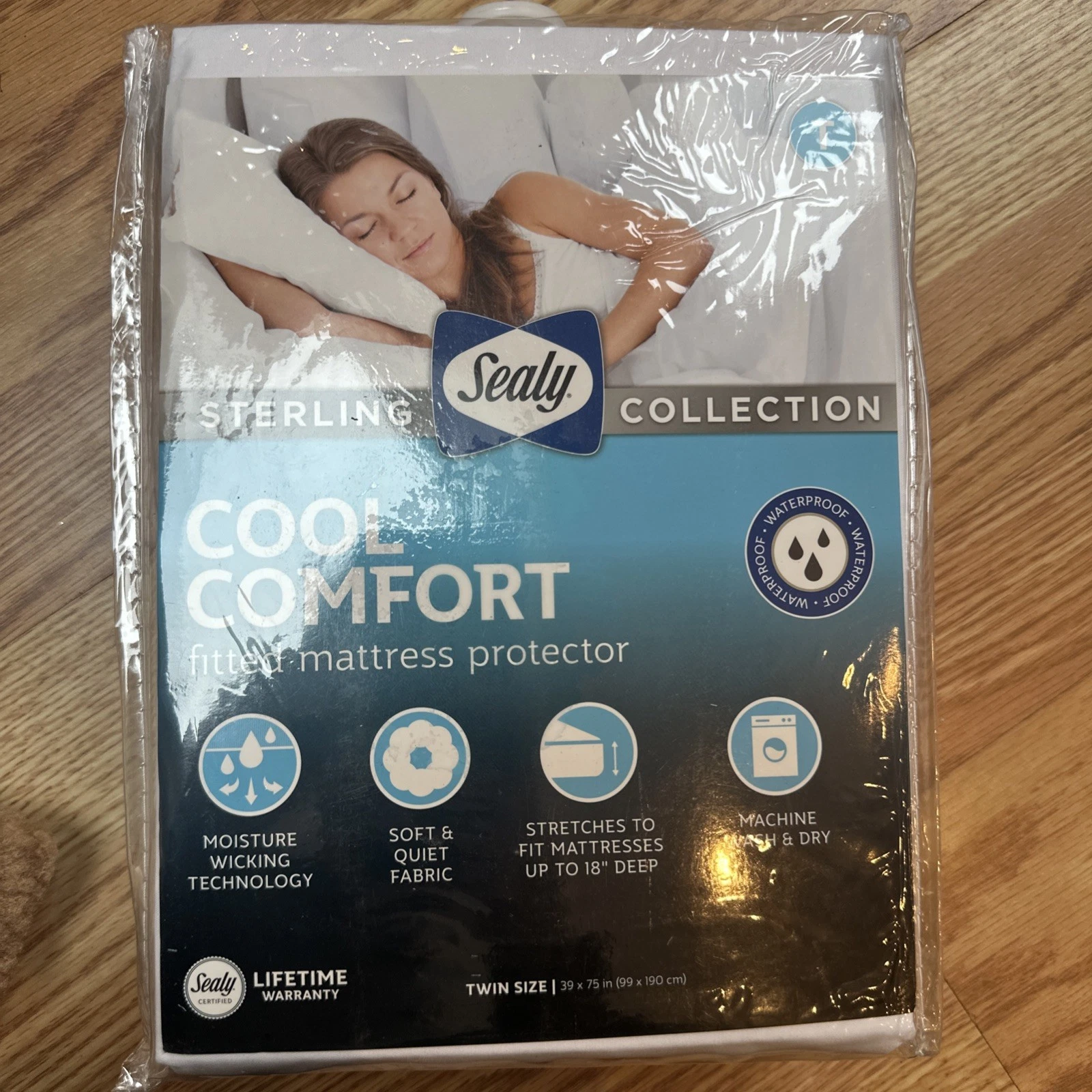 Sealy Cool Comfort Fitted Mattress Protector Twin 39x75 Waterproof Soft
