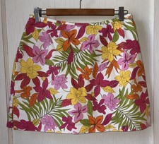 Vtg Briggs Canvas Skort Skirt 90s Sz M 10 Colorful Tropical Floral Preppy Resort