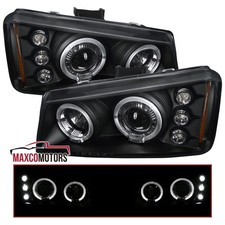 Black Projector Headlights Fit 2003-2007 Chevy Silverado Avalanche Led Halo Lamp